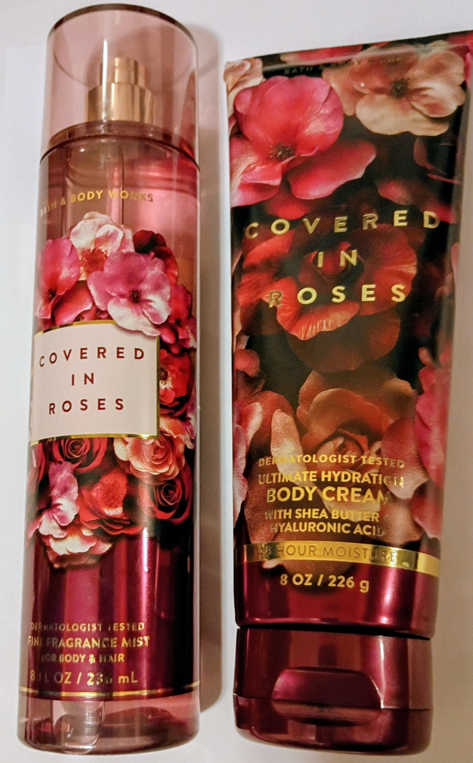 Fine fragrance mist un rocio corporal y capilar crema corporal hidratante ultimate hydration covered in roses